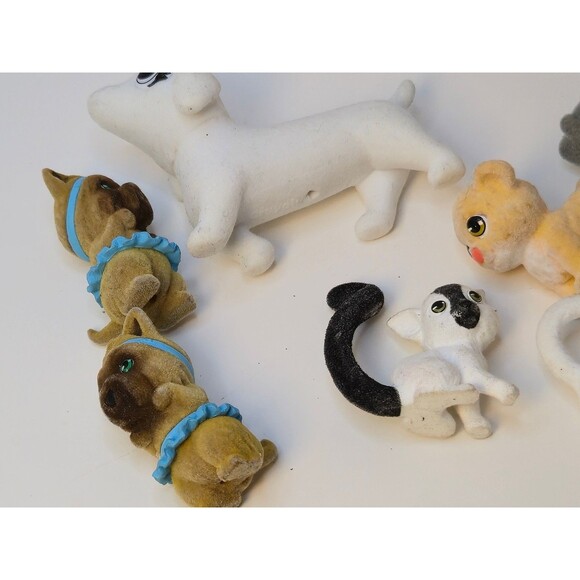 Lot of 8 Mini Fuzzy Animal Toy Figures Dog Cat Puppy In My Pocket Small - Picture 7 of 7